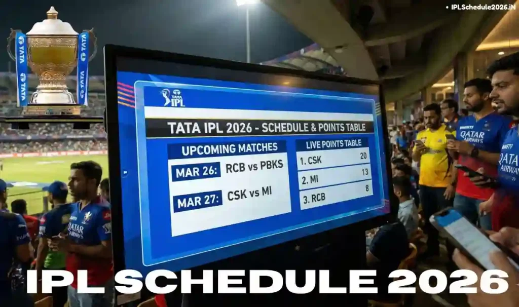 Tata IPL Schedule 2026 - IPL Match List, Time Table, Results, Dates, Points Table, Fixtures