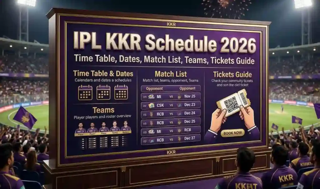 IPL KKR Schedule 2026 - Time Table, Dates, Match List, Teams, Tickets Guide
